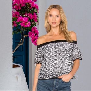Rag & Bone Flavia Off The Shoulder Eyelet Crop Top